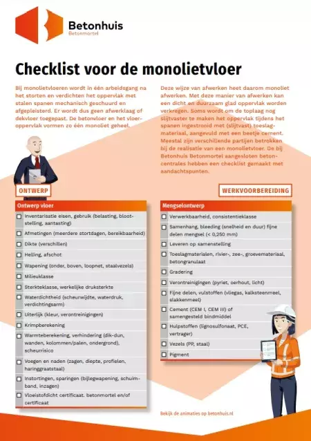 Betonhuis-Betonmortel-Checklist monolietvloer