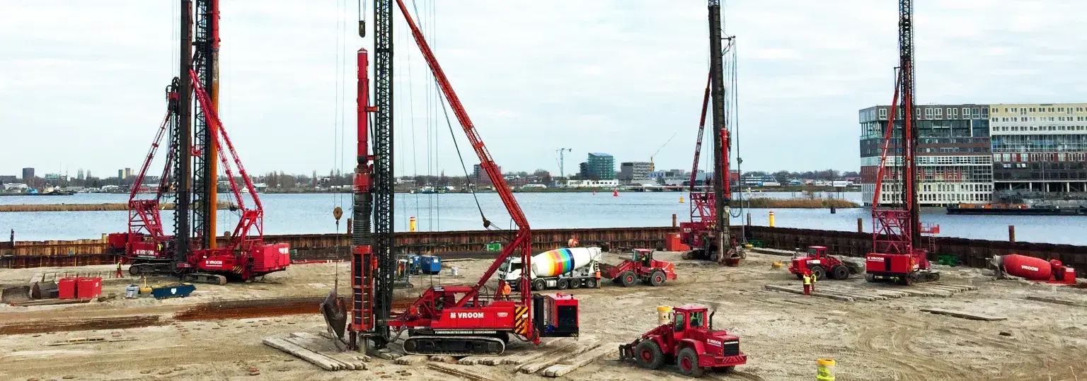 Betonnen paalfunderingen. Foto: Vroom Funderingstechnieken