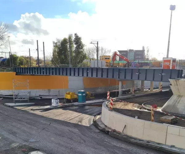 Circulair beton bij de nieuwe onderdoorgang bij de Contactweg in Amsterdam